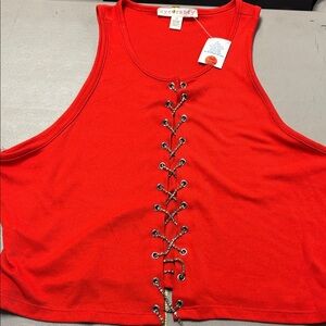Eye Candy Vibrant Red Lace-Up Crop Top